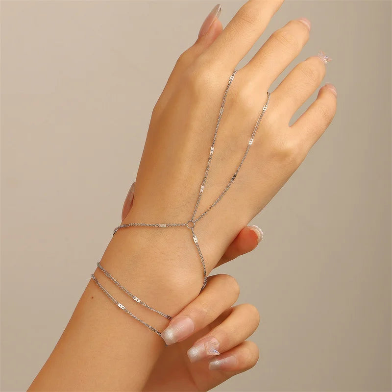 Deluxe Minimalist Dainty Hand Chain Bracelet & Finger Ring Harness