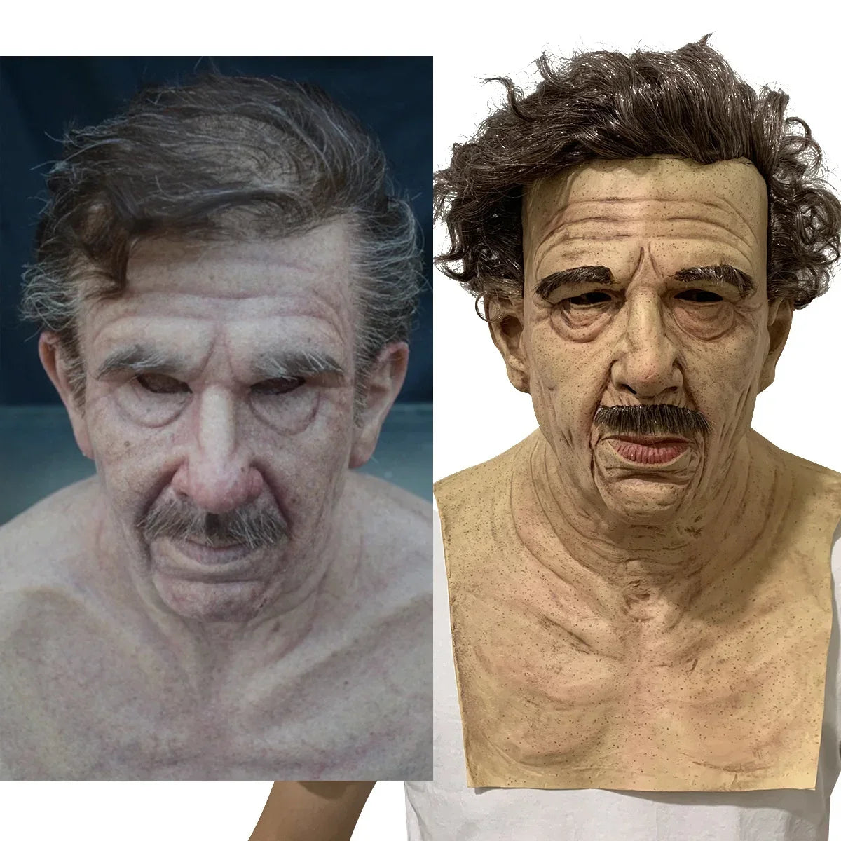Woman Man Mask Full Head Face Realistic Silicone Grandpa Grandma Mask Simulation Supplies Halloween Decor Party Cosplay Props