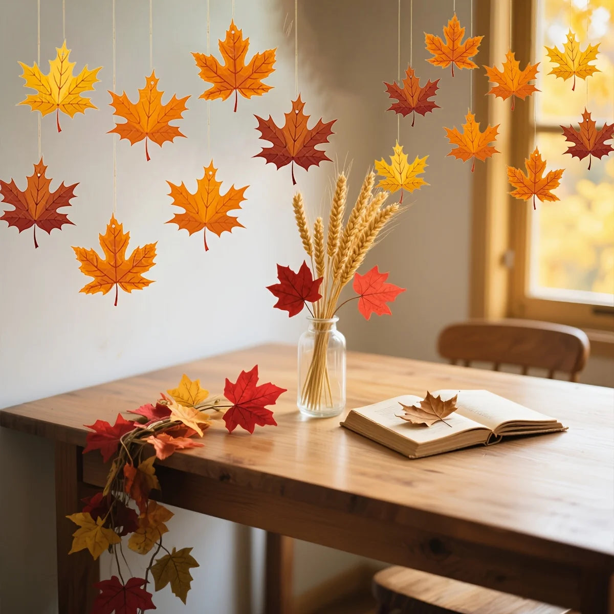 Thanksgiving Maple Leaf Window Hanging Ornament, Classic Autumn Celebration Home And Door Decor, Suitable for Harvest Partie.s