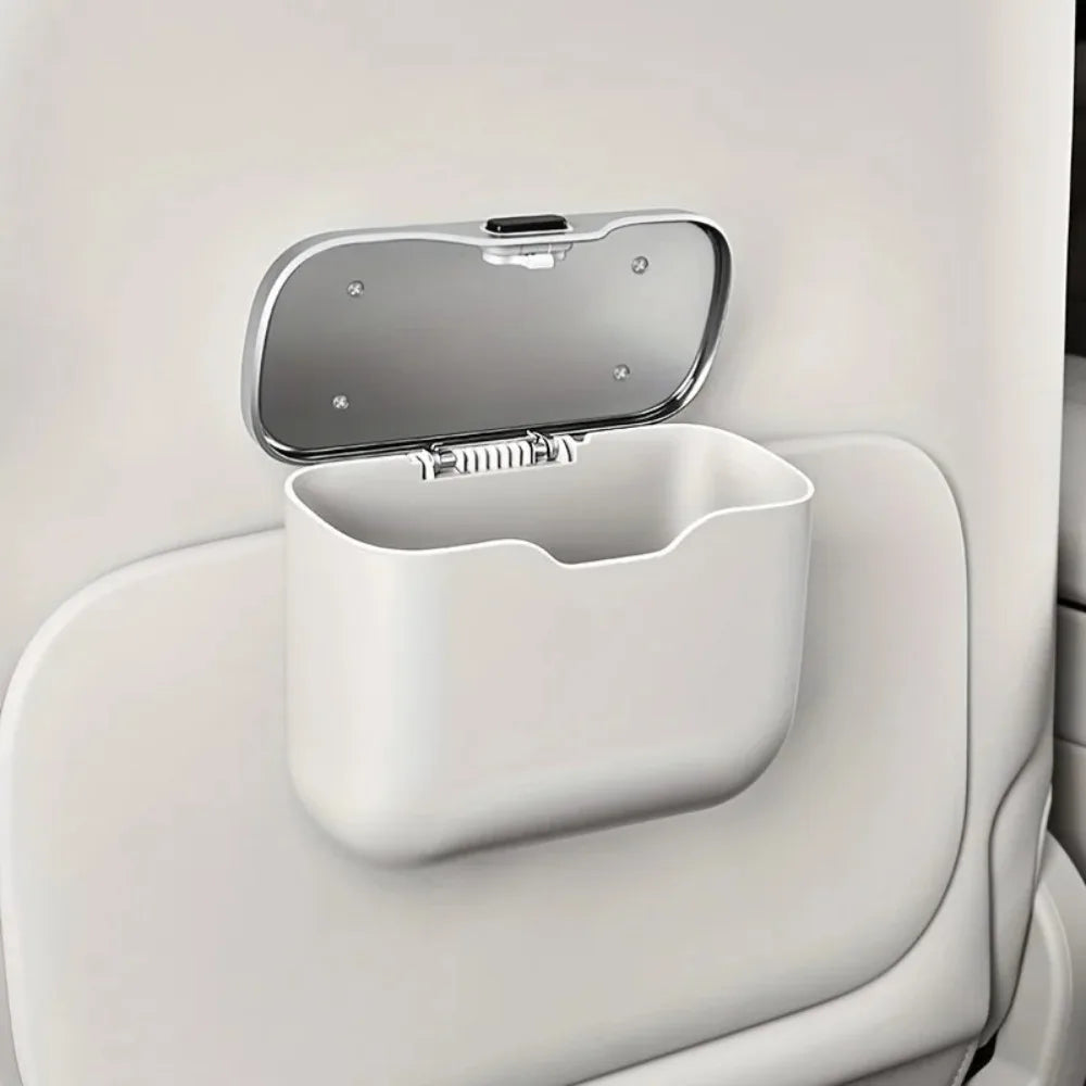 Multifunctional Car Trash Can with Lid Button, Hanging Storage Bin for Wet and Dry Use, Auto Interior Accessories, Organizer Box