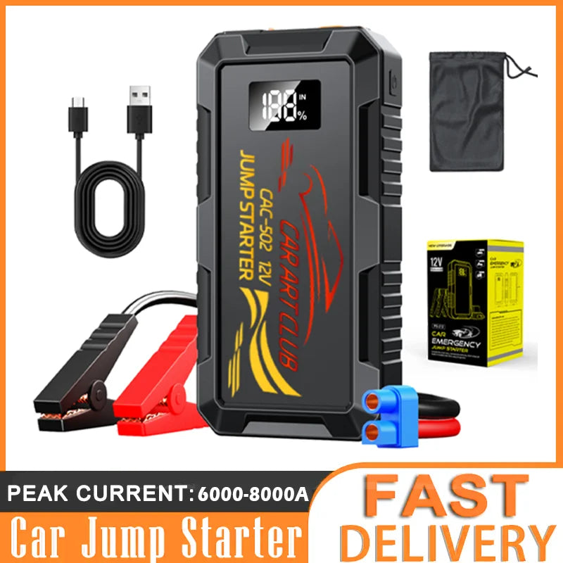 2026 12V Car Jump Starter Power Bank Portable Car Battery Booster Charger Starting Device Auto Emergency Start-up Lighting