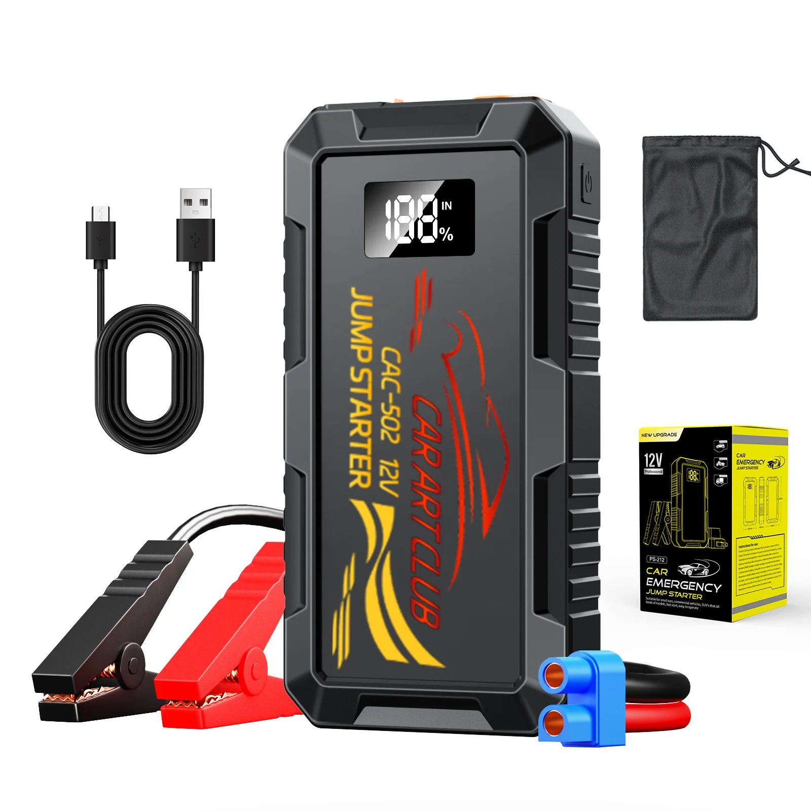 2026 12V Car Jump Starter Power Bank Portable Car Battery Booster Charger Starting Device Auto Emergency Start-up Lighting