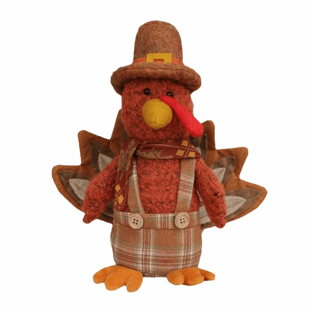 Creative Thanksgiving Turkey Rustic Funny Stuffed Turkey Animal Figurine Autumn Theme Decorative Stuffed Turkey