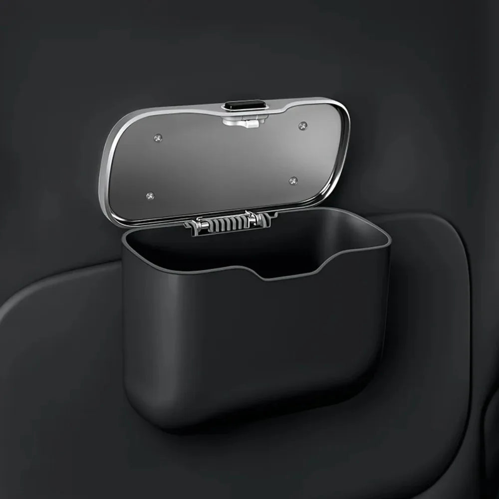 Multifunctional Car Trash Can with Lid Button, Hanging Storage Bin for Wet and Dry Use, Auto Interior Accessories, Organizer Box