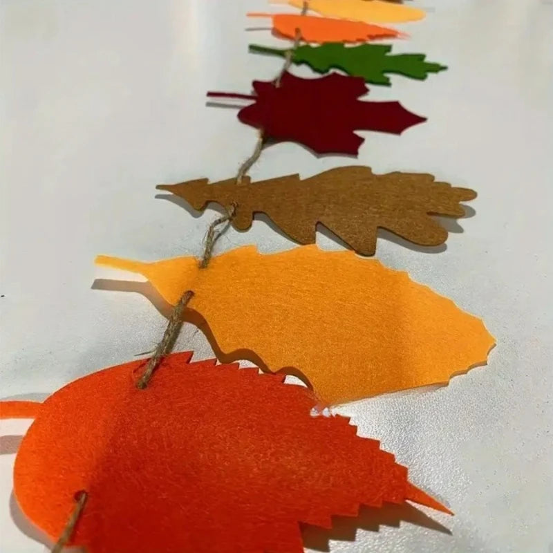 Autumn Maple Leaf Banner Felt Thanksgiving Harvest Festival Decoration Home Fireplace Decoration Wall Hanging Party Decor