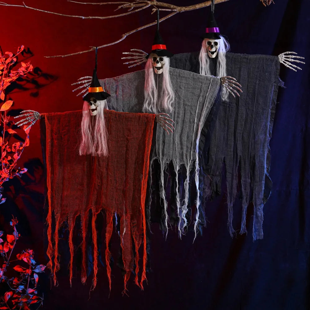 Flexibly Matched Halloween Decorations Halloween Skull Ghost Decoration Spooky Halloween Hanging Ghost for Haunted for Porch
