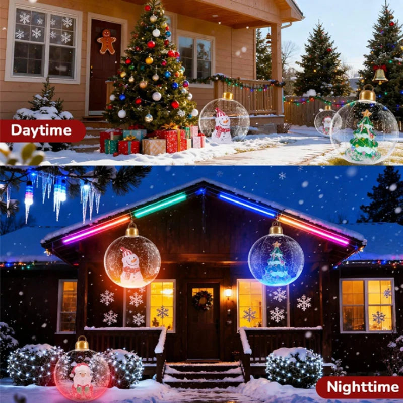Christmas Inflatable Decorated Ball 60cm Outdoor PVC Giant Big Large Balls Xmas Tree Decorations Toy Ball No/With Light Ornament