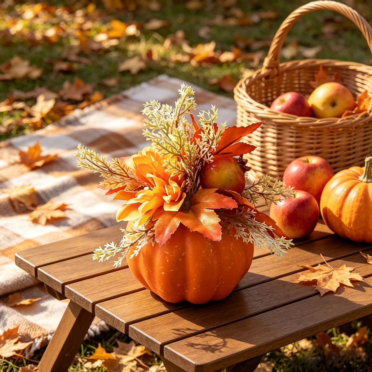 1 Piece Thanksgiving Harvest Artificial Flower and Artificial Pumpkin Decoration, Suitable for Placing and Arranging at the Home Dining Table during Harvest Festival and Thanksgiving