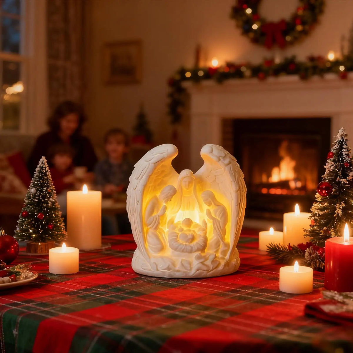 3D Nativity Scene Candles LED Religious Christian Christmas Decor for Holiday Birthday Party Church Offices Desk Home Decor