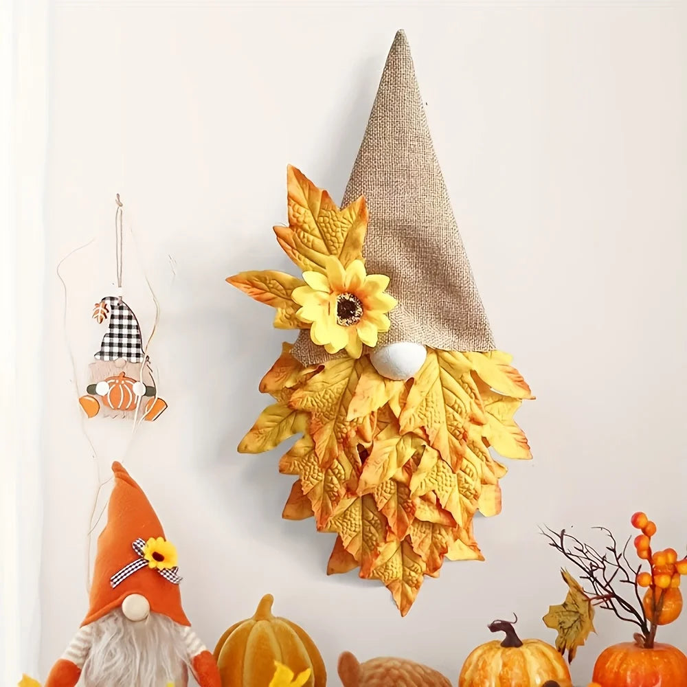 1pc Autumn Thanksgiving Door Hanging Decoration -  Easy Hang Doorway Decor with Fall Leaves - for Thanksgiving,Christmas