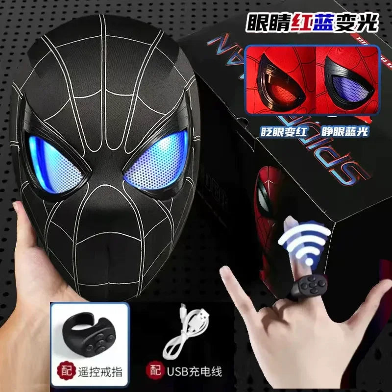 Deluxe 1:1 Spider-Man Electronic Mask with Moving Eyes & Ring Control