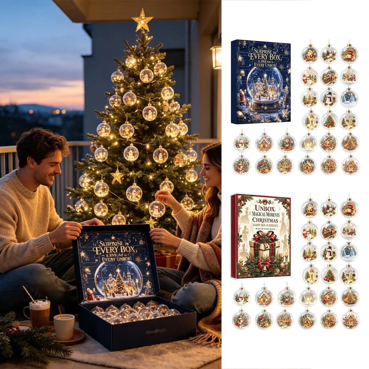 Christmas Countdown Ornaments Reusable 24 Day Classic 2D Flat Keepsake Acrylic for Homeowners Adults Window Wall Door Frame
