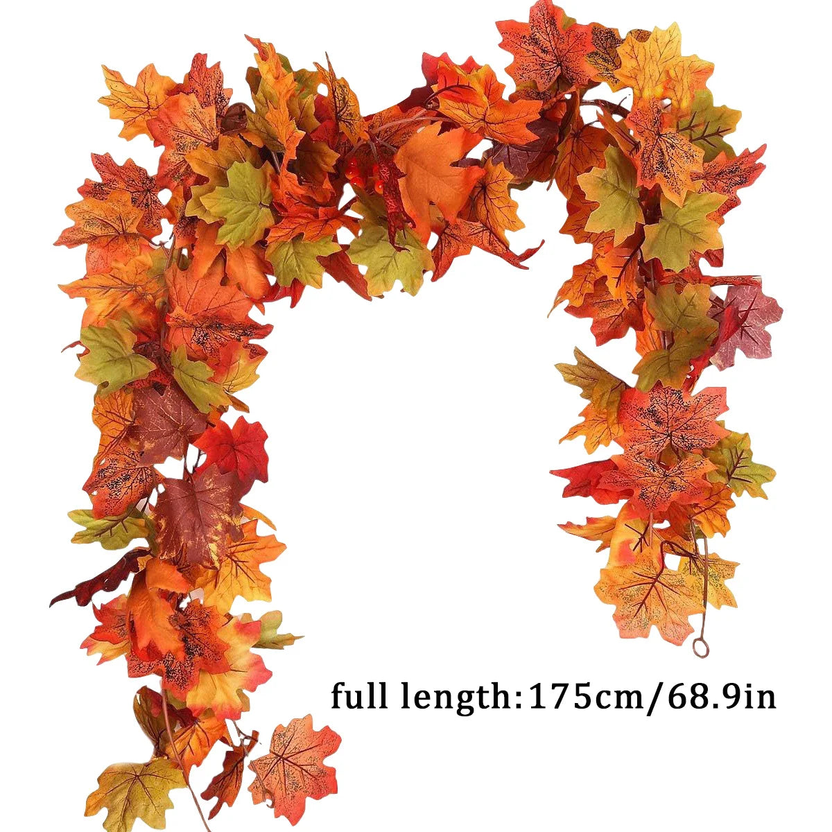  ﻿ Artificial Maple Leaf Vine Wreath Wall Hanging Autumn Garland Decoration Thanksgiving Halloween Christmas Fireplace Decor