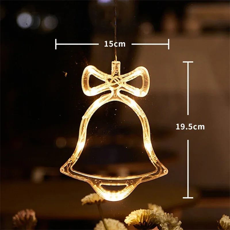 Christmas LED Light Snowflake Santa Hanging Battery-operated Window Ornaments Decoration for Home Xmas Navidad New Year Decor