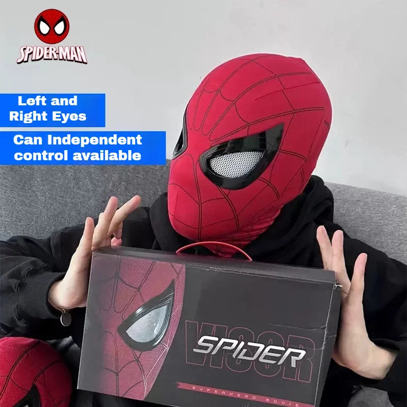 Deluxe 1:1 Spider-Man Electronic Mask with Moving Eyes & Ring Control
