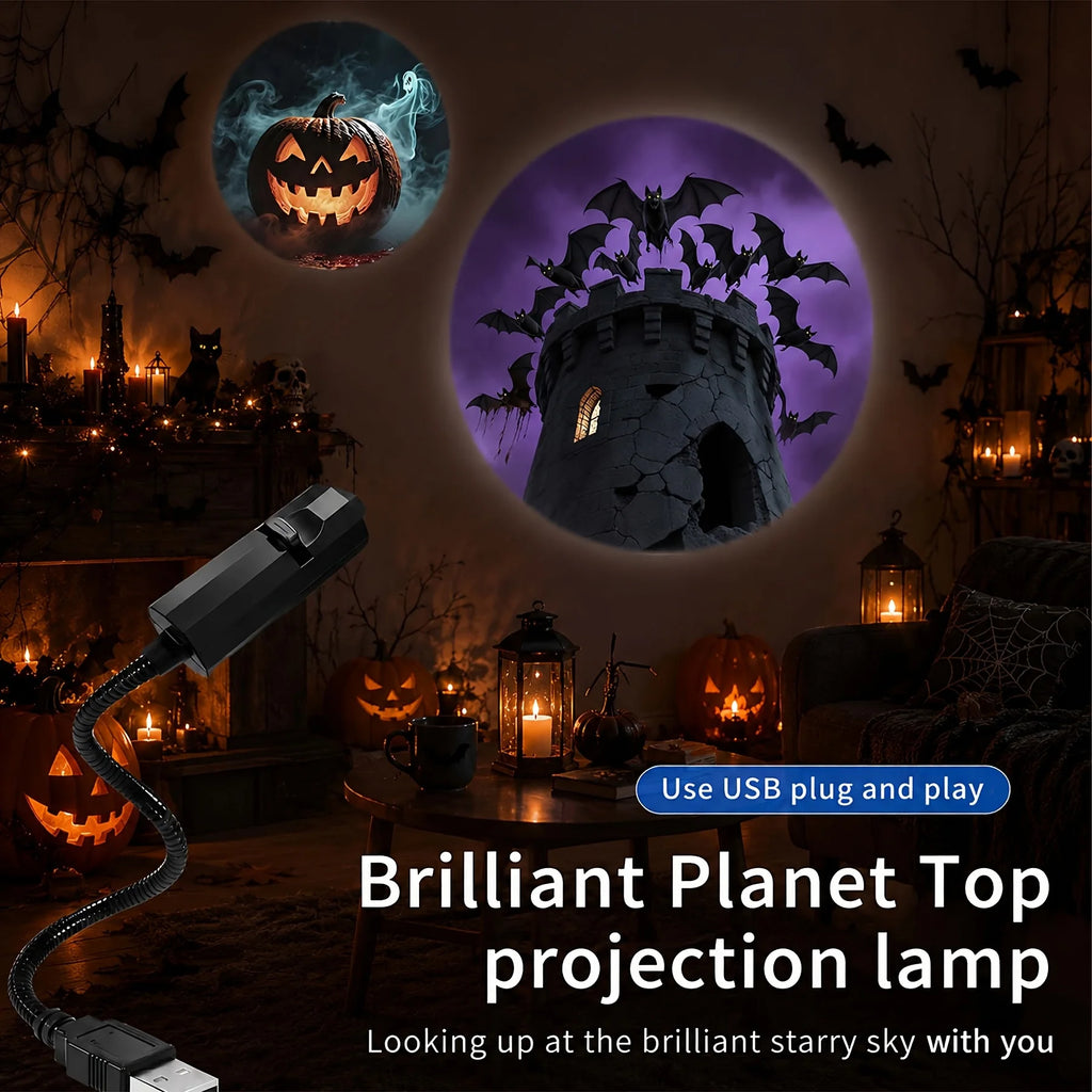 Deluxe USB Halloween HD Mini Projector Light with Spooky Slides