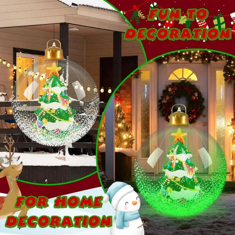 Christmas Inflatable Decorated Ball 60cm Outdoor PVC Giant Big Large Balls Xmas Tree Decorations Toy Ball No/With Light Ornament