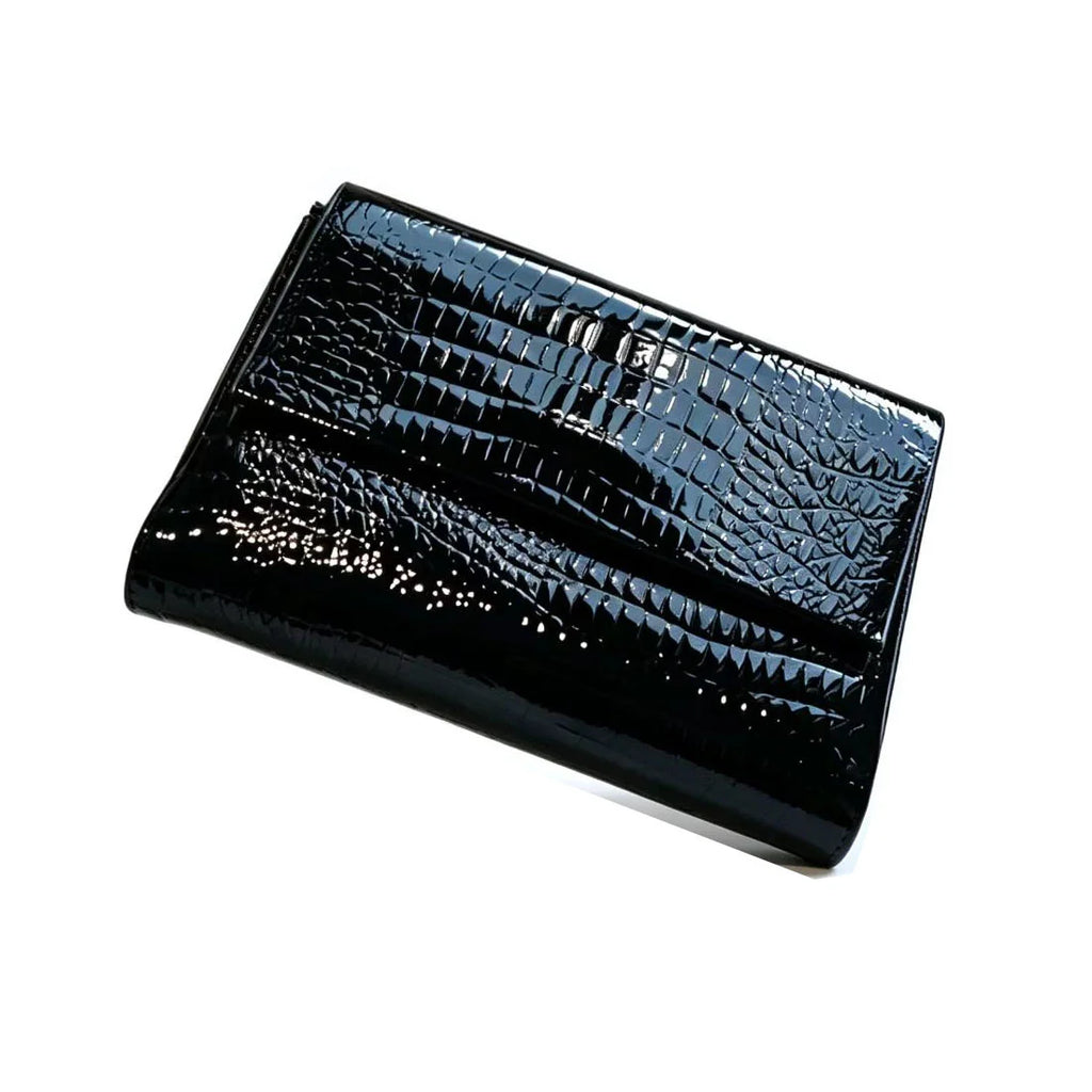 Deluxe Women's Alligator Embossed Genuine Cow Leather Trifold Wallet