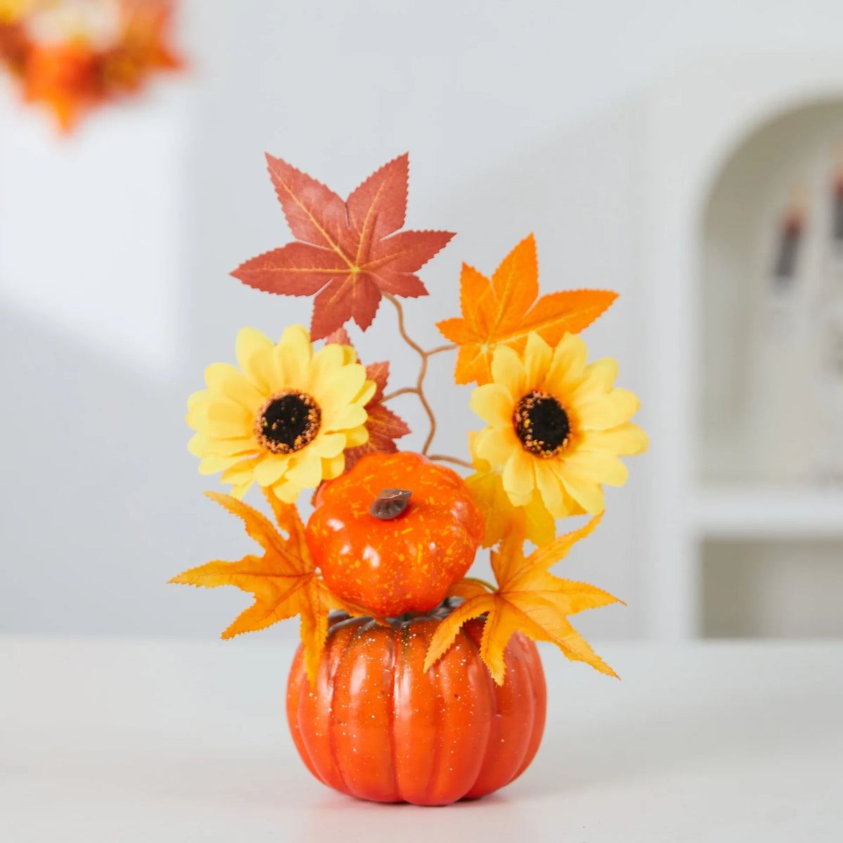 Autumn Theme Party Decor Sunflower Maple Leaf Ornaments Thanksgiving Day Bonsai Harvest Festival DIY Happy Halloween Day 2025