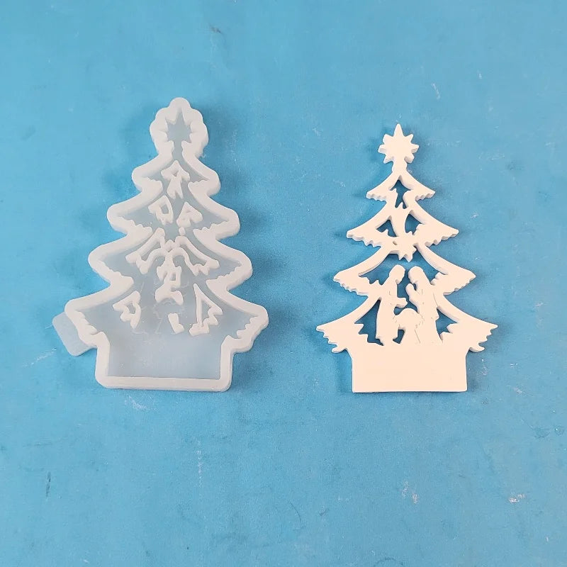 Jesus Prayer in Christmas Tree DIY Silicone Mold Plaster Mould for Plug-in Decoration