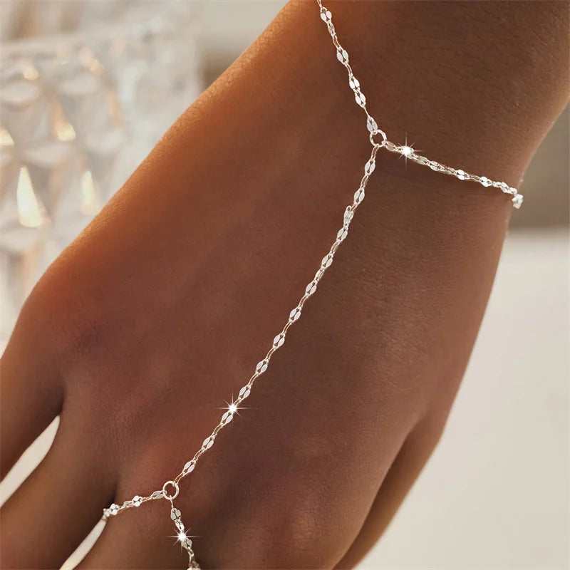 Deluxe Minimalist Dainty Hand Chain Bracelet & Finger Ring Harness