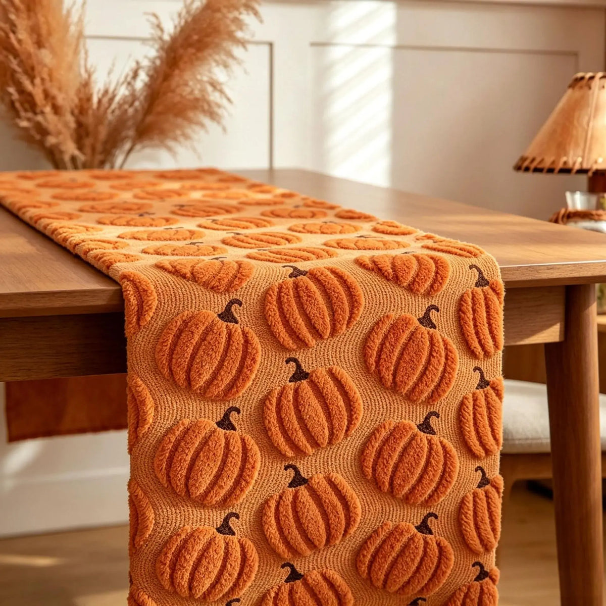 Autumn Thanksgiving Table Runner Three-Dimensional Embroidered Pumpkin Placemat Atmosphere Decoration Restaurant Table Runners