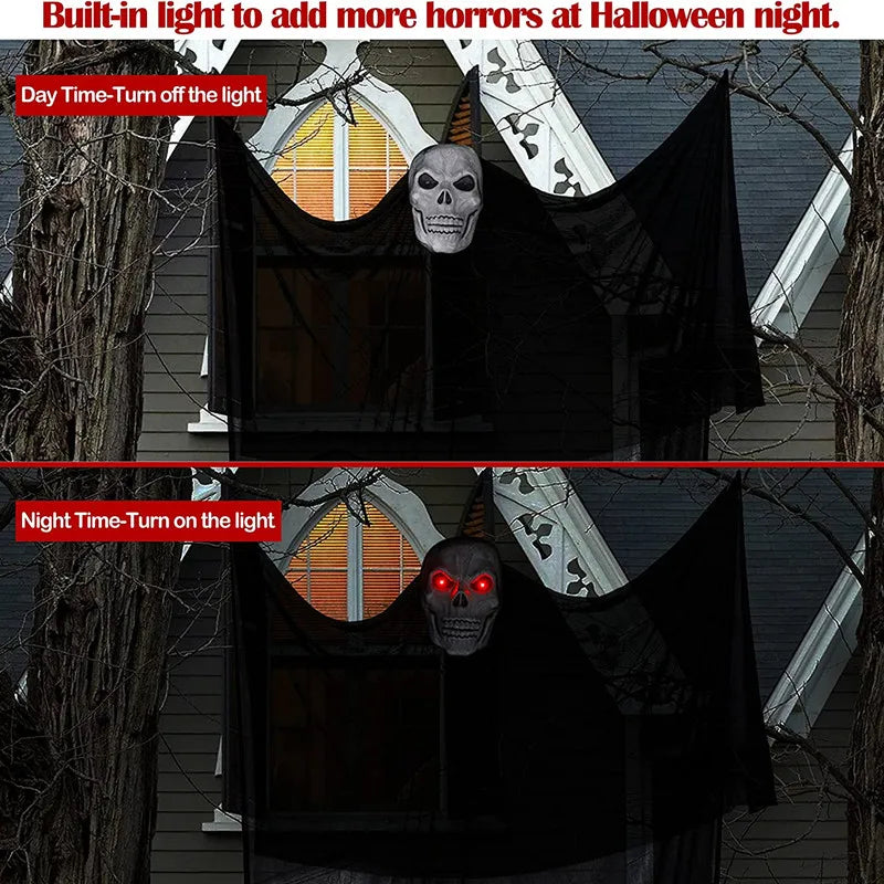 Halloween Hanging Ghost Decoration Scary Skeleton Ghost Spooky With Creepy Sound And Glowing Mask Home Outside Yard