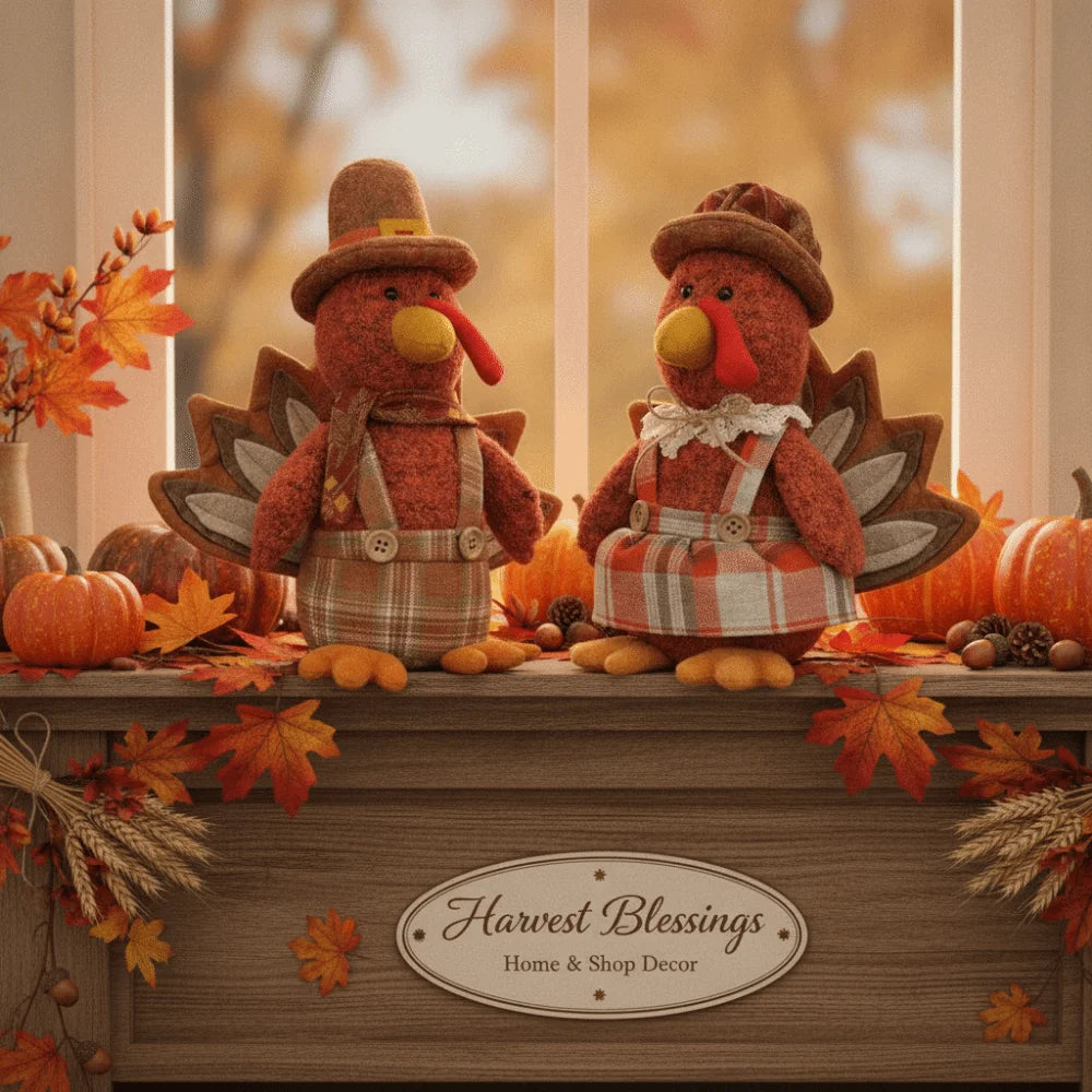 Creative Thanksgiving Turkey Rustic Funny Stuffed Turkey Animal Figurine Autumn Theme Decorative Stuffed Turkey