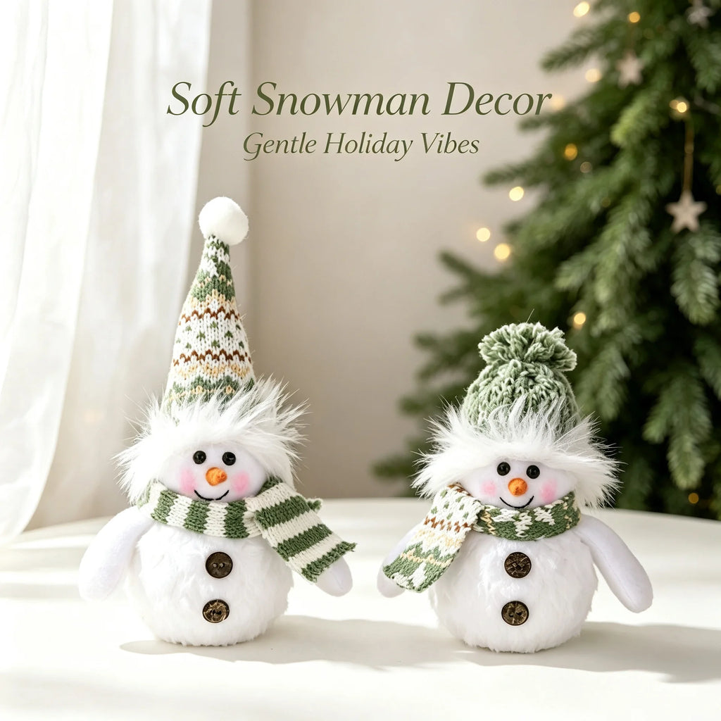 Christmas Lighted Hanging Snowman Figurine Plush Brown Brim Xmas Tabletop Decor Indoor Home Navidad Holiday Party Supplies Gift