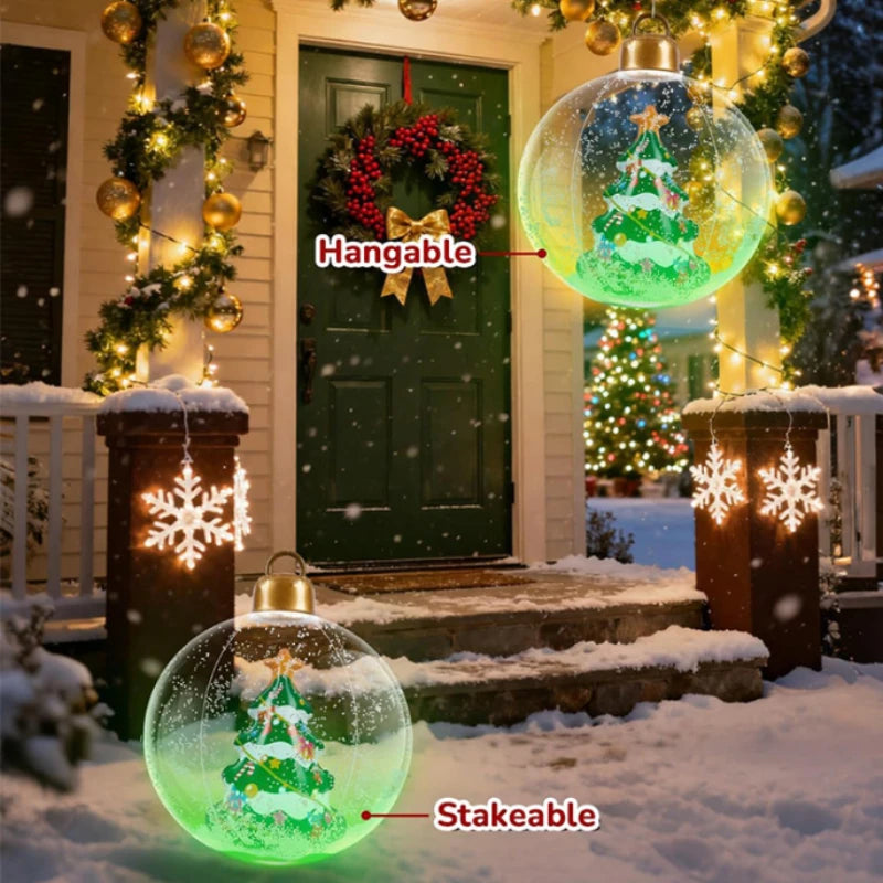 Christmas Inflatable Decorated Ball 60cm Outdoor PVC Giant Big Large Balls Xmas Tree Decorations Toy Ball No/With Light Ornament