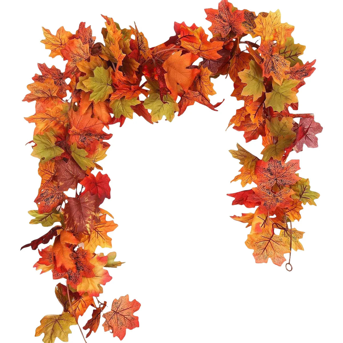  ﻿ Artificial Maple Leaf Vine Wreath Wall Hanging Autumn Garland Decoration Thanksgiving Halloween Christmas Fireplace Decor