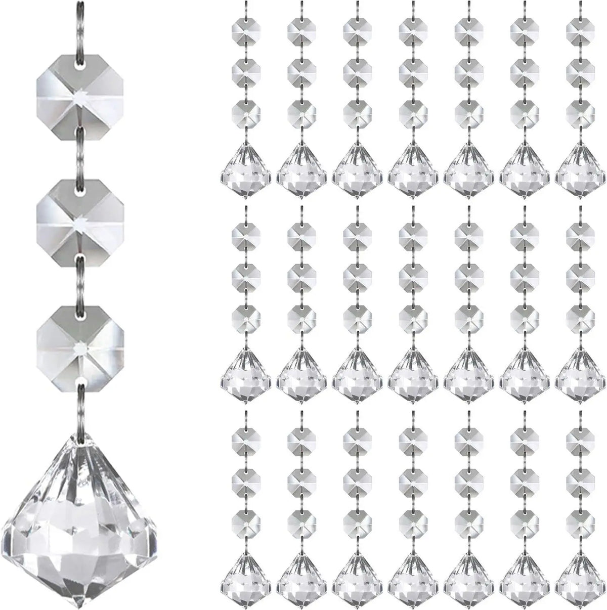 30pcs Christmas Tree Decorations Transparent Acrylic Crystal Hangings For Xmas New Year Wedding Venue Decor DIY Accessories