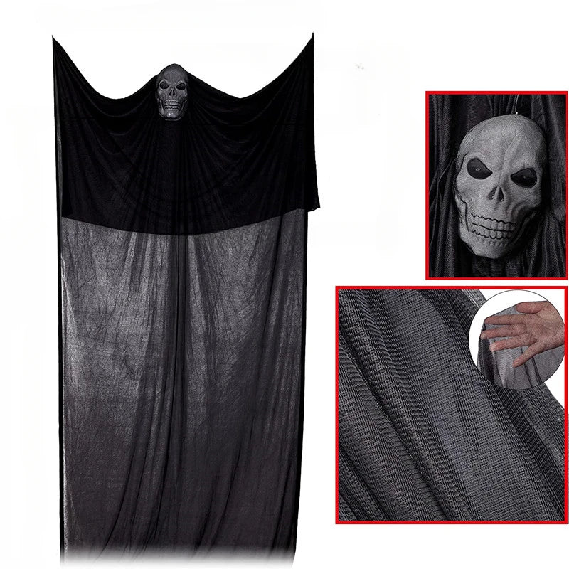 Halloween Hanging Ghost Decoration Scary Skeleton Ghost Spooky With Creepy Sound And Glowing Mask Home Outside Yard