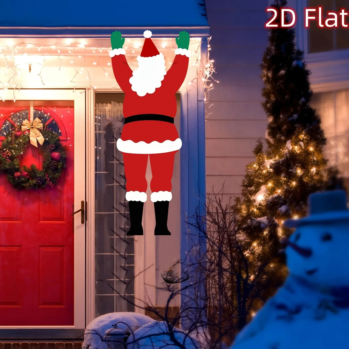 Christmas Santa Cutout Decor Climbing Santa Ornament for Front Door Porch Outdoor Xmas Holiday Home Wall Hanging Party Decor