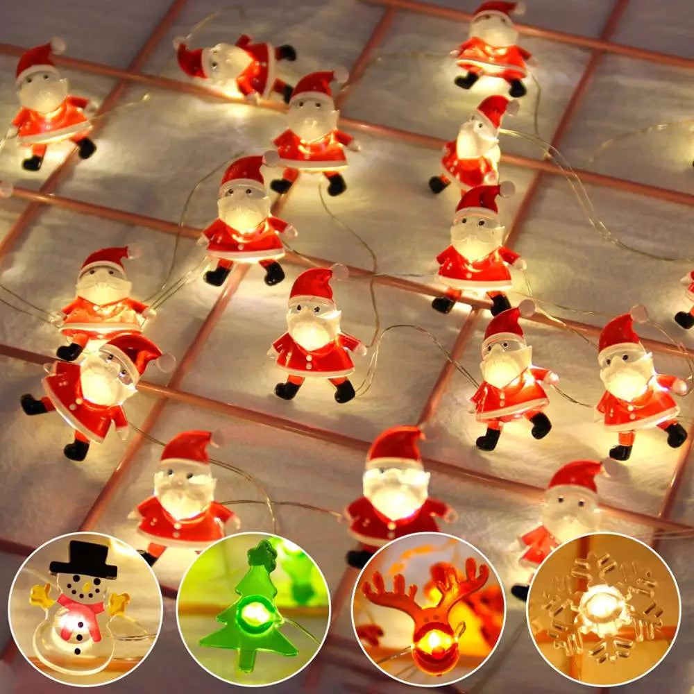Christmas Tree String Lights Santa Claus Snowman Elk Garland 2023 Christmas Decorations for Home Xmas Ornaments Navidad New Year